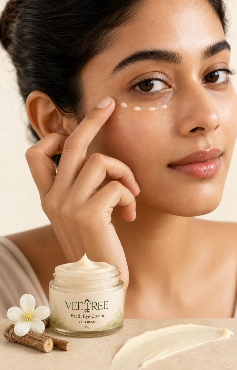 Earth Eye Cream shown in a VEETREE studio photograph